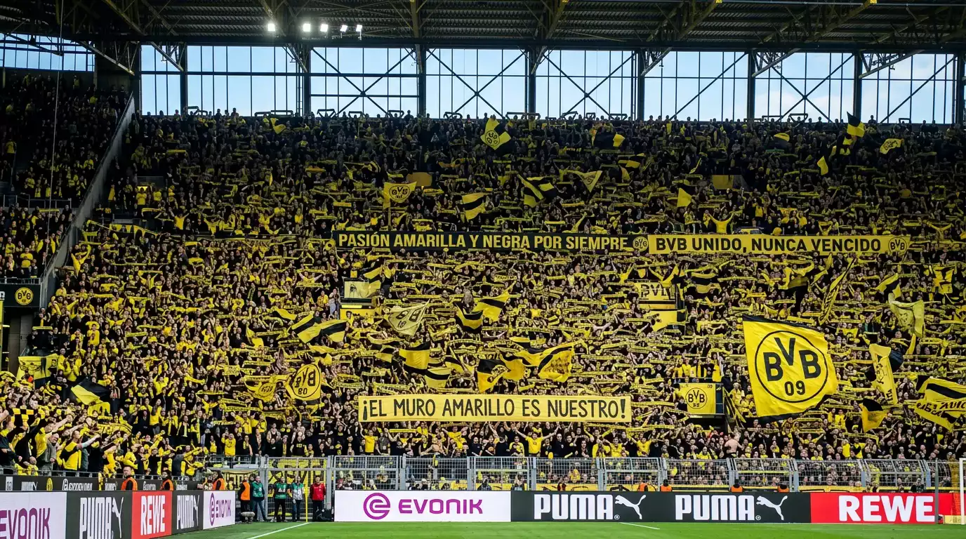 La Muralla Amarilla del Signal Iduna Park durante un partido del Borussia Dortmund