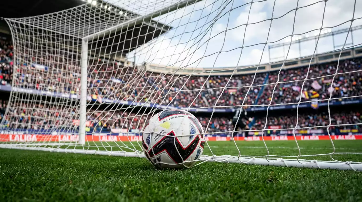Trofeo de máximo goleador de la Bundesliga con balones en un estadio